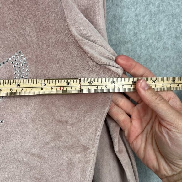 Juicy Couture Velour Sleep Wide Pant Set Size M Light Pink Rhinestone Spellout - Picture 14 of 15